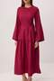 Plum Belted Unlined Plain Woven Dress & Jumpsuit Linen Look Hijab Dress Tctss25Eb00059 - 4