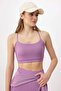 Lila Sırt Pencere/Cut Out Detaylı Destekli/Şekillendirici Askılı Örme Spor Sütyeni THMSS25SS00010 - 4
