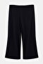 Siyah Pileli Wide Leg/Geniş Paça Dökümlü Örme Büyük Beden Pantolon TBBSS26AR00021 - 4