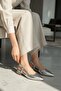 Lina Silver Wrinkled (3 cm Heels) Pointed Toe Heeled Shoes - 3