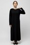 Women's Long Sleeve Crew Neck Modal Fabric Dress Black - 3