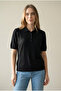 Polo Collar Short-Sleeve Women's Knit T-Shirt