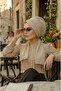 Cream Glitter Scarf Hijab Bonnet - 2