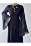 Women's Ruffled Long Sleeve Tulle Long Dress - 3
