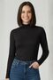 Women's Black Long Sleeve Half Turtleneck Body - 5