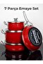 Lilium Titanium 7 Piece Pot and Pan Set Red - Glass Coating - Enamel Exterior Coating