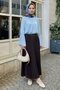 Purple Pleated Skirt with Hidden Elastic Waistband - 7