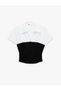Cotton Slim Fit Color Contrast Short Sleeve Shirt with Corset Detail - 3