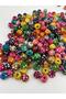 10mm Mixed Color Flower Polka Dot Patterned Wooden, Wood Beads (25Gr, ~75 Pieces) - 2