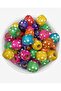 18mm Mixed Color Flower Polka Dot Patterned Wood, Wooden Beads (50Gr, ~30 Pieces) - 2
