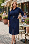 Plus Size Premium Stylish Belted Midi Length Women's Shirt Dress