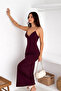 Women's Plum Rope Strap V-Neck Maxi Length Dress - 4
