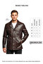 Brown William Button Closure Lined Men's Genuine Leather Jacket with Zipper Pocket Detail on the Chest - 8