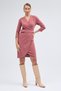 Apsen Women's Crepe Rose Dry Double-Breasted Belted Midi Wrap Dress 3753-100 - 3