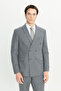 Men's Gray Wool Slim Fit Slim Fit Swallow Collar Flap Pocket Double-Breasted Suit