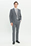 Men's Gray Wool Slim Fit Slim Fit Swallow Collar Flap Pocket Double-Breasted Suit - 5