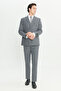 Men's Gray Wool Slim Fit Slim Fit Swallow Collar Flap Pocket Double-Breasted Suit - 2