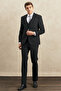 Men's Black Slim Fit Narrow Cut Mono Collar Woolen Vest Water and Stain Resistant Nano Suit - 6