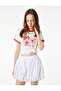 Ribbed Slim Fit Short Sleeve Crew Neck Hibiscus Printed Crop T-Shirt - 2