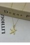 Steel Gold Color Starfish Model Necklace with Pearls - 3