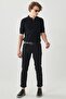 Men's Black 360 Degree Stretch in All Directions Slim Fit Slim Fit Cotton Comfortable Trousers