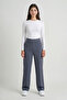Anthracite High Waist Women's Palazzo Trousers with Pockets - 2