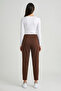 Brown High Waist Double Buttoned Pocket Carrot Cut Pleated Women's Trousers - 7