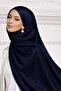 Satin Textured Janjanlı Evening Dress Shawl Dark Blue 102 - 4