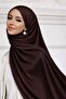 Satin Textured Janjanlı Evening Dress Shawl Brown 102 - 5