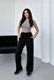 Women's Modal Fabric Seasonal Wide-Leg Elastic Waist Black Sweatpants with Pockets