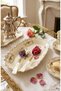 Diana Porcelain Deep Kayık Plate with Vintage Floral Pattern and Gold Detail