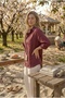 Natural Linen Fabric Oversize Loose Fit Women's Shirt – Summer Comfortable Cut Bordo - 3