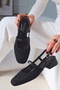 Breeze Mesh Knitted Short Block Heeled Women's Shoes