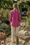 Natural Linen Fabric Oversize Loose Fit Women's Shirt – Summer Comfortable Cut Fuchsia - 5