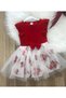 Girl's Red Floral Short Sleeve Red Tutu Celebration Graduation Birthday Evening Dress Princess Stylish Dress - 3