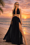 Women's Beachwear Beach Lined Chiffon Fabric Dress (Color)