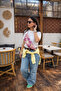 Gold Detailed Pink Ethnic Pattern Fabric Waistband and Shoulder Bag - 3