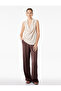 Wide-Leg Satin Trousers with Elastic Waist and Tied Pockets