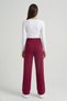 Burgundy High Waist Lycra Straight Cut Women's Palazzo Trousers with Pockets - 8