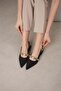 Laura Black Open-Back Matte Satin Fabric Women's Short Heeled Shoes - 7