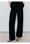 Mid Waist Straight Cut Fabric Pants