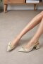 Elvin Beige Pointed Toe Heeled Shoes with Chain Accessories - 5