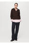 Contrast Collar Zippered Sweater - 2