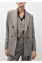 Wool Blend Double Breasted Fabric Blazer Jacket