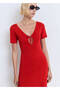 Vine Detailed Neckline Knitwear Dress