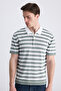 Ds Damat Regular Fit Dark Moss Striped Summer Rayon Knitwear T-Shirt - 4
