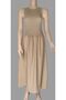Women's A-Line Maxi Brown Linen Look Flared Dress with Skirt - 3