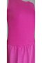 Women's A-Line Maxi Linen Look Fabric Fuchsia Dress with Flared Skirt - 4