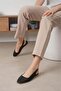 Ally Black Color Open Back Women's Flat Ballerina Shoes - 5