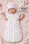 100% Cotton Heart Patterned Baby Sleeping Bag 0-6 Months with Zipper and Snap Fasteners Seasonal Hat Newborn - 3